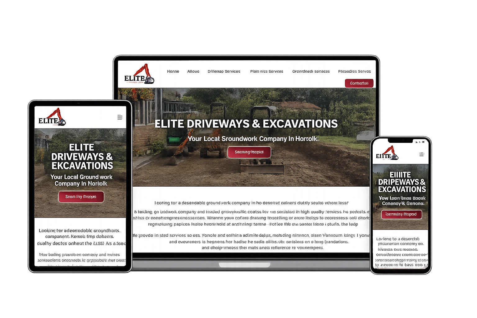 Web Design project for Elite Driveways and Excavations website
