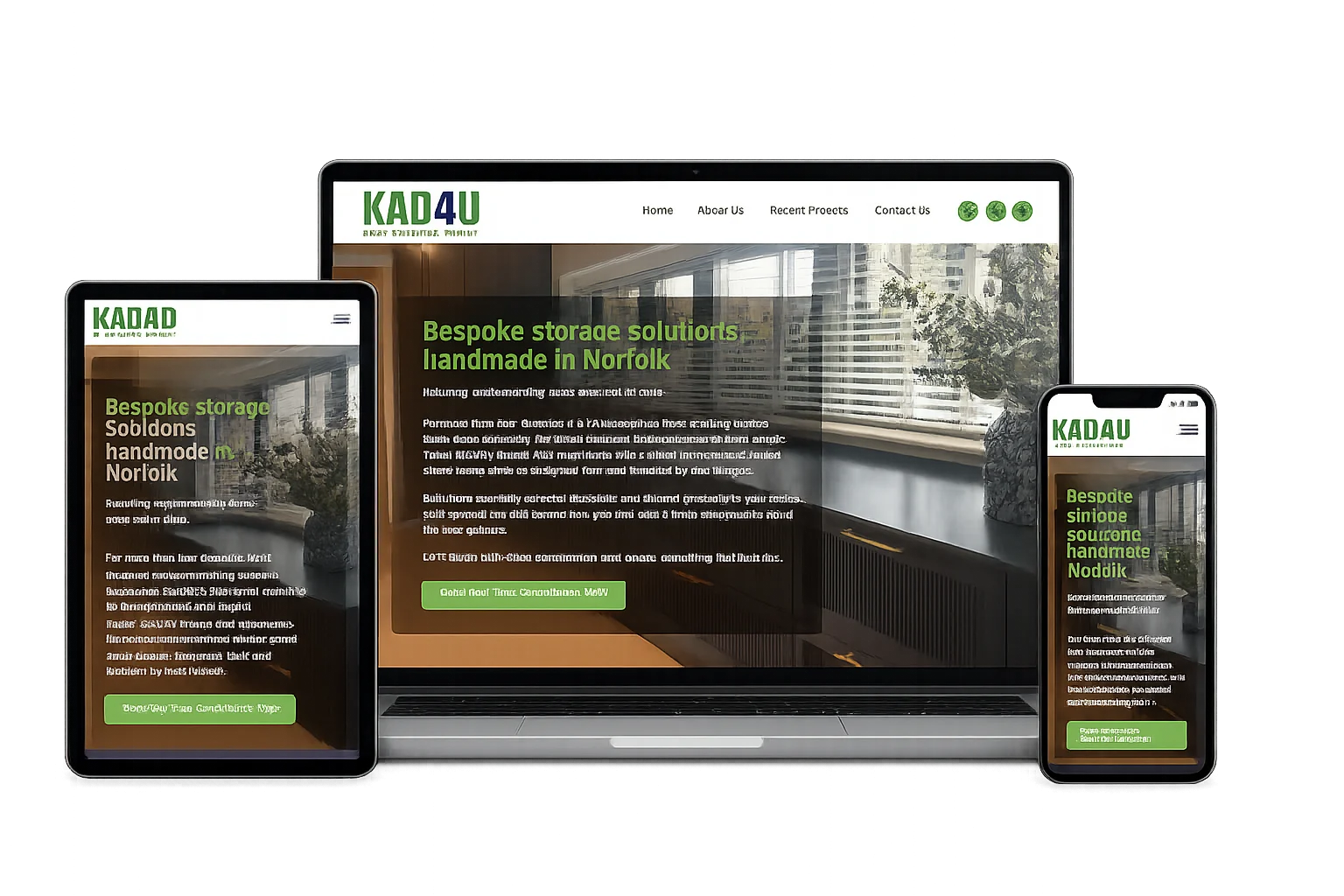 Web Design project for KAD4U bespoke furniture website